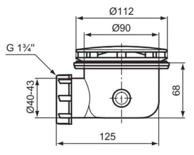 IDEAL STANDARD MULTI SUITES vaničkový sifón pr. 90 mm, chróm T5528AA Technický nákres