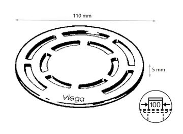 VIEGA ADVANTIX VISIGN 4962.3 mriežka pre podlahový vpust RS13 110 mm, nerez mat 586447 Technický nákres