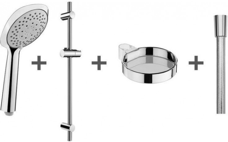 JIKA CUBITO-N sprchová súprava 4-dielna, ručná sprcha 130x130 mm, 4 prúdy, tyč, hadica, mydelnička, chróm