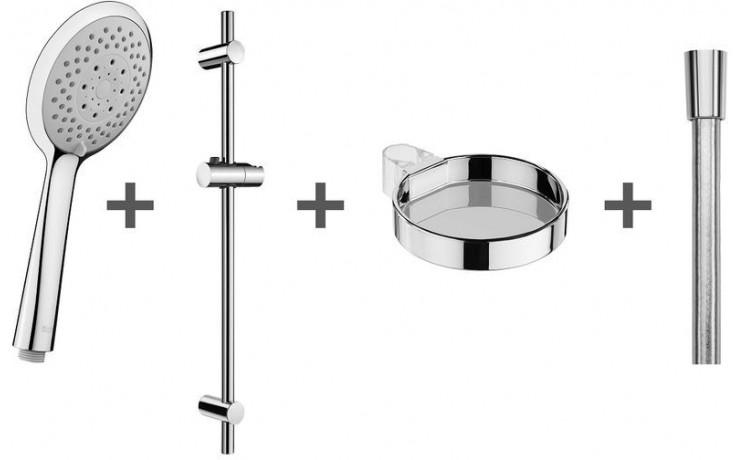 JIKA CUBITO-N sprchová súprava 4-dielna, ručná sprcha pr. 130 mm, 4 prúdy, tyč, hadica, mydelnička, chróm
