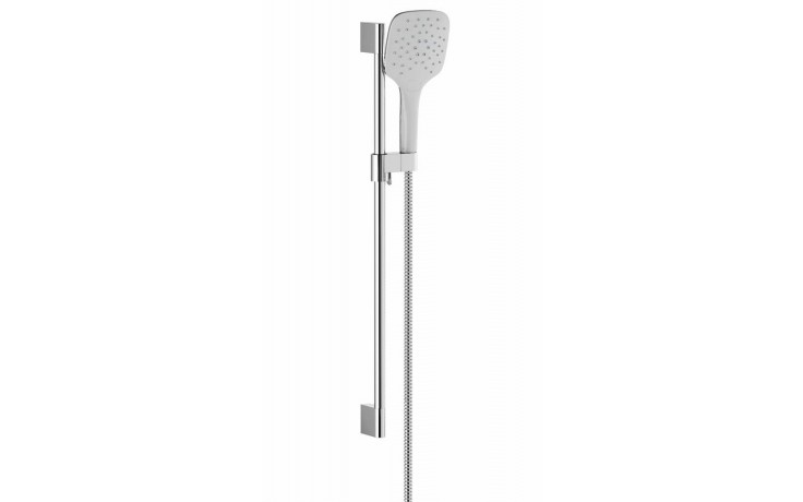 RAVAK 921.00 sprchová súprava 3-dielna, ručná sprcha 120x120 mm, 3 prúdy, tyč, hadica, biela/lesklý chróm