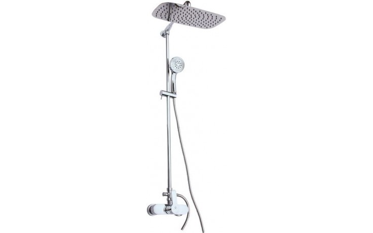 EASY sprchový set s batériou, hlavová sprcha, ručná sprcha s 5 prúdmi, teleskopická tyč, hadica, chróm