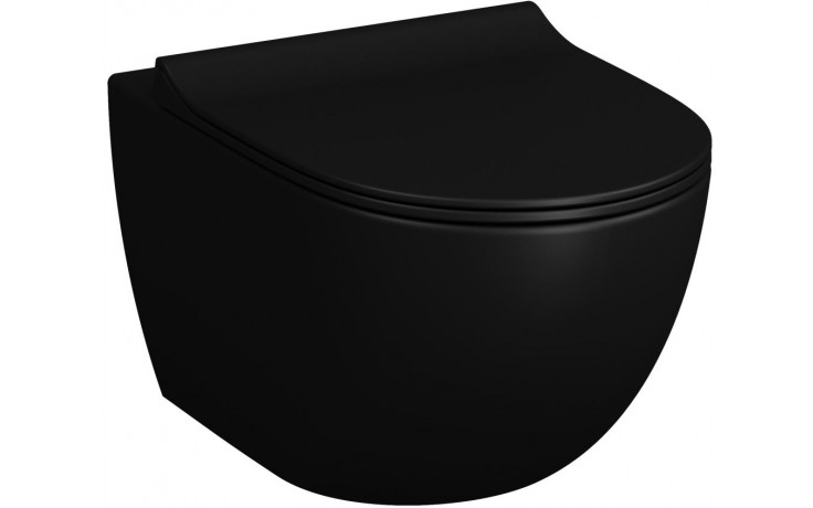 VITRA SENTO závesné WC 365x540mm, Rim-ex, vodorovný odpad, čierna mat
