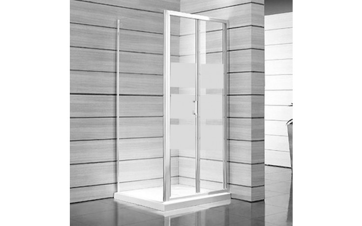 JIKA LYRA PLUS sprchové dvere 90x190 cm, zalamovacie, biela/sklo matné stripy