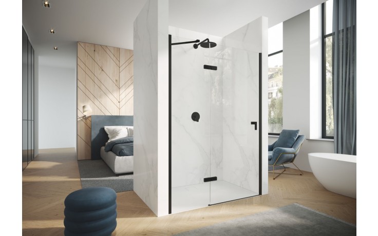 CONCEPT 400 sprchové dvere 80x197 cm, krídlové, ľavé, matná čierna / číre sklo