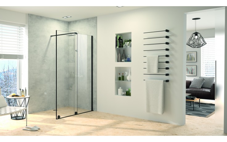 CONCEPT INTENSA sprchové dvere 160x200 cm, posuvné, pravé, čierna / sklo číre