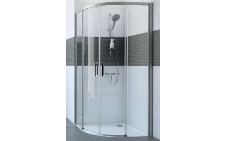 HÜPPE CLASSICS 2 EASY ENTRY B1/B2 sprchovací kút 90x90 cm, R500, posuvné dvere, pololesklá strieborná/číre sklo