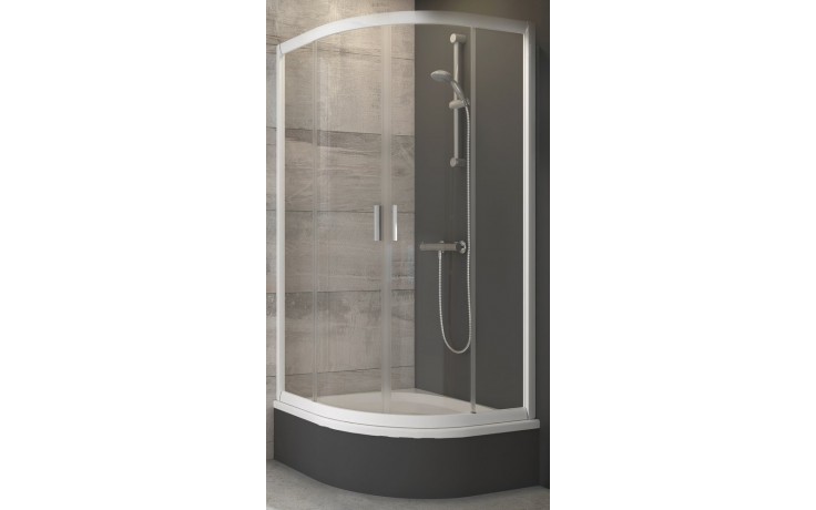 RAVAK BLIX BLCP4-90 SABINA sprchovací kút 90x90 cm, R488, znížený, posuvné dvere, biela/sklo tranpsarent