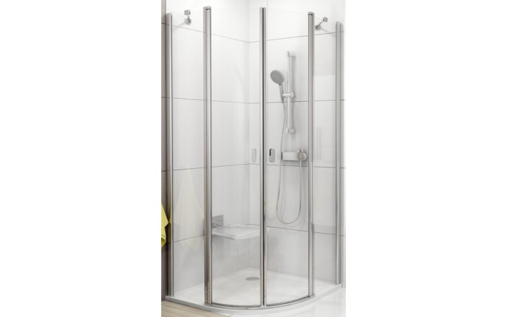 RAVAK CHROME CSKK4 90 sprchovací kút 900x900x1950mm, štvrťkruhový, štvordielny, biela/transparent