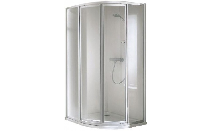 CONCEPT 100 sprchovací kút 900x900x1900mm, posuvné dvere, štvrťkruh, 4 dielny, strieborná/matný plast