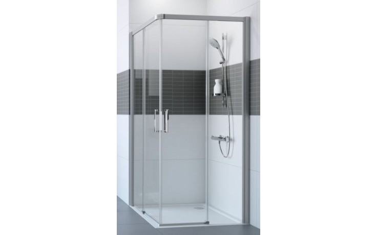 HÜPPE CLASSICS 2 EASY ENTRY sprchovací kút 90x90 cm, rohový vstup, posuvné dvere, pololesklá strieborná/číre sklo
