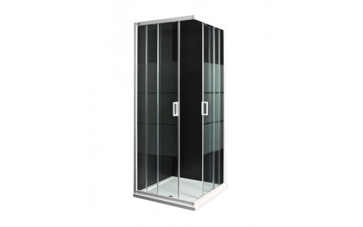JIKA LYRA PLUS sprchový kút 80x80 cm, rohový vstup, posuvné dvere, biela / sklo matné stripy