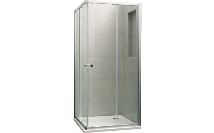 CONCEPT 100 sprchový kút 80x80 cm, rohový vstup, posuvné dvere, biela/sklo číre