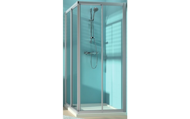 CONCEPT 70 sprchový kút 90x90 cm, rohový vstup, posuvné dvere, strieborná matná/sklo číre