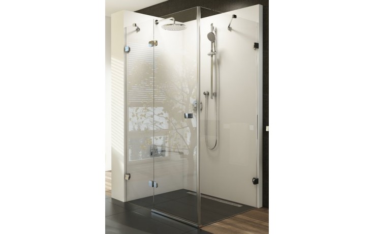 RAVAK BRILLIANT BSDPS 100/80L sprchové dvere 1000x800x1950mm s pevnou stenou, ľavé, sklo, chróm/transparent