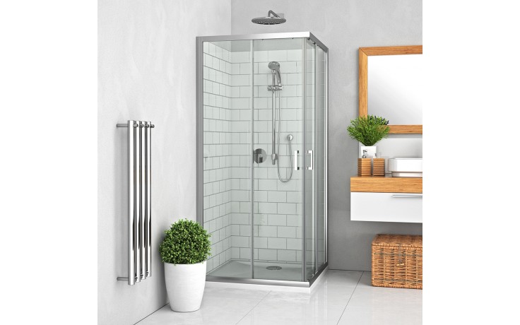 ROTH LEGA LINE LLS2 sprchovací kút 100x80 cm, rohový vstup, posuvné dvere, brillant/sklo transparent