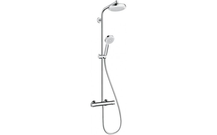 HANSGROHE CROMETTA SHOWERPIPE 160 sprchový set s termostatom, hlavová sprcha, ručná sprcha, tyč, hadica, biela/chróm