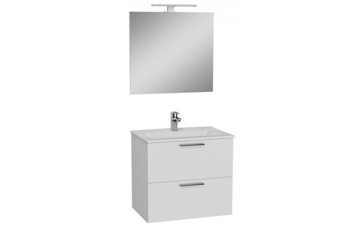 EASY PLUS nábytková zostava 795x408x595mm, skrinka s 2 zásuvkami, umývadlo, zrkadlo a LED osvetlenie, biela