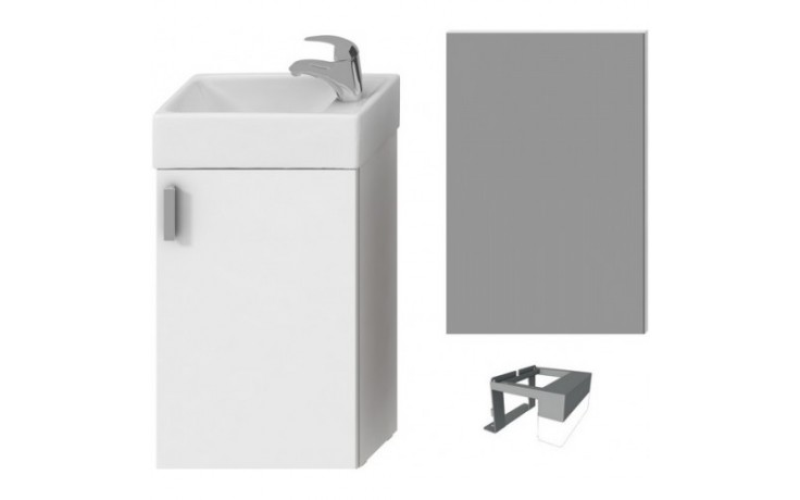JIKA PETIT nábytková zostava 386x221x585mm, skrinka s umývatkom, zrkadlo, osvetlenie, biela/biela
