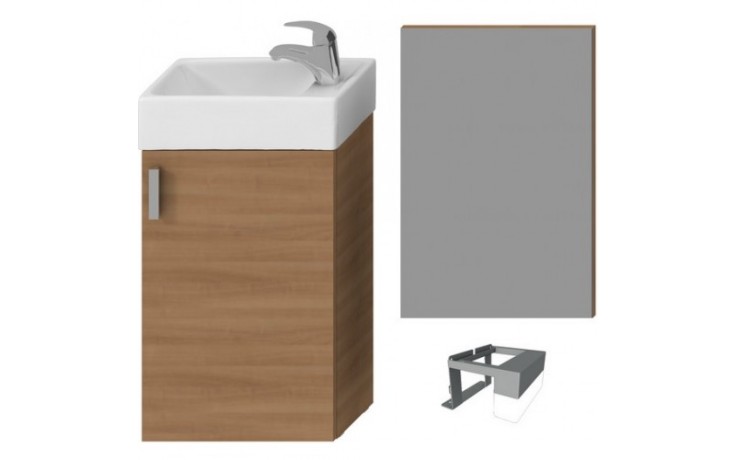 JIKA PETIT nábytková zostava 386x221x585mm, skrinka s umývatkom, zrkadlo, osvetlenie, čerešňa/čerešňa