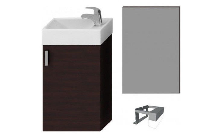 JIKA PETIT nábytková zostava 386x221x585mm, skrinka s umývadielkom, zrkadlo, tmavý dub/tmavý dub
