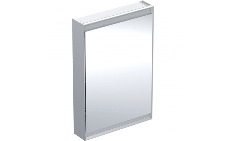 GEBERIT ONE zrkadlová skrinka 60x90x15 cm, osvetlenie s reguláciou stmievania a teploty svetla, s vypínačom a el. zásuvkou, Bluetooth, pánty vľavo, eloxovaný hliník