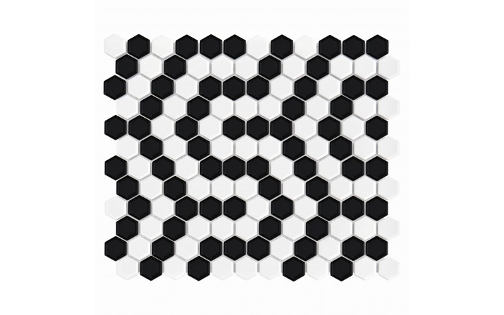 DUNIN HEXAGONIC mozaika 30x26(2,3x2,6)cm, lesk, white black coral