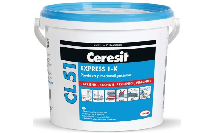 CERESIT CL 51 EXPRESS 1-K hydroizolácia 5kg, jednozložková, šedá