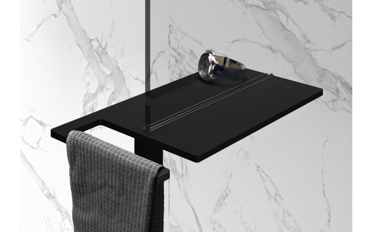 HÜPPE SELECT+ shower board, polička s držiakom na uteráky, black edition