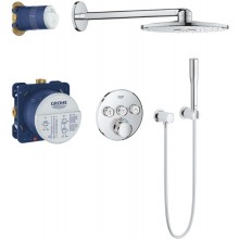 GROHE GROHTHERM SMARTCONTROL sprchový set s podomietkovou termostatickou batériou, horná sprcha, ručná sprcha, hadica, držiak, chróm