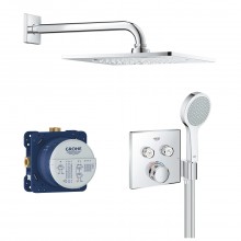 GROHE GROHTHERM SMARTCONTROL sprchový set s podomietkovou termostatickou podomietkovou batériou, horná sprcha, ručná sprcha s 2 prúdmi, hadica, chróm