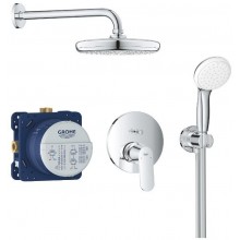 GROHE EUROSMART COSMOPOLITAN sprchový set s termostatickou podomietkovou batériou, horná sprcha, ručná sprcha s 2 prúdmi, hadica, držiak, chróm