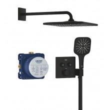 GROHE GROHTHERM SMARTCONTROL sprchový set s termostatickou podomietkovou batériou, horná sprcha, ručná sprcha s 3 prúdmi, hadica, držiak, Water Saving, phantom black