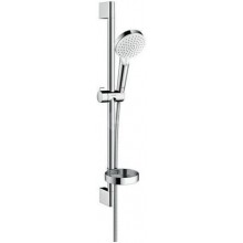 HANSGROHE CROMETTA VARIO 2JET sprchová súprava 4-dielna, ručná sprcha pr. 100 mm, 2 prúdy, tyč, hadica, mydelnička, biela/chróm