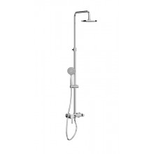 JIKA MIO-N sprchový set s batériou, hlavová sprcha, ručná sprcha so 4 prúdmi, teleskopická tyč, hadica, chróm