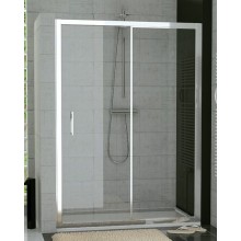 SANSWISS TOP LINE TOPS2 sprchové dvere 1400x1900mm, jednodielne posuvné s pevnou stenou v rovine, biela/sklo Durlux