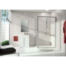 CONCEPT 100 NEW sprchové dvere 1200x1900mm posuvné, 1-dielne, s pevným segmentom, strieborná matná/číre sklo s AP
