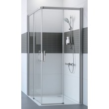 HÜPPE CLASSICS 2 EASY ENTRY sprchovací kút 90x90 cm, rohový vstup, posuvné dvere, pololesklá strieborná/číre sklo