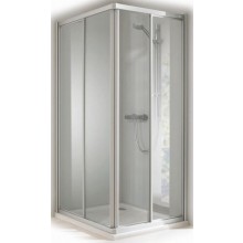 CONCEPT 100 sprchovací kút 800x800x1900mm, posuvné dvere, štvorec, 4 dielny, strieborná/matný plast