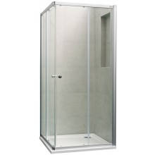 CONCEPT 100 NEW sprchovací kút 900x900x1900mm štvorec, 4 dielny, strieborná matná/číre sklo s AP