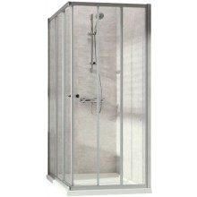 CONCEPT 100 sprchový kút 80x80 cm, rohový vstup, posuvné dvere, 6 dielny, biela/sklo číre