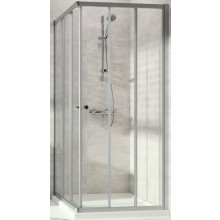 CONCEPT 100 sprchovací kút 90x90 cm, rohový vstup, posuvné dvere, 6-dielny, strieborná matná/číre sklo AP