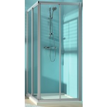 CONCEPT 70 sprchový kút 100x100 cm, rohový vstup, posuvné dvere, strieborná matná/sklo číre