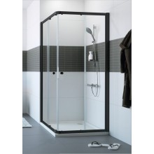 CONCEPT 100 BLACK EDITION sprchový kút 90x90 cm, rohový vstup, posuvné dvere, čierna / sklo číre