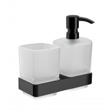 EMCO CONCEPT BLACK dávkovač tekutého mydla, s pohárom, nástenný, sklo, čierna