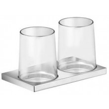 KEUCO EDITION 11 držiak kúpeľňových pohárov 182x105x114mm, dvojitý, vrátane pohárov, chróm/sklo