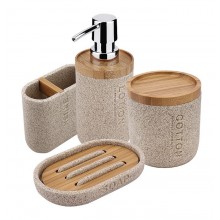 NIMCO KORA sada kúpeľňových doplnkov, pieskovo béžová/bambus
