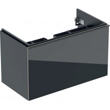 GEBERIT ACANTO skrinka pod umývadlo 89x47,5x53,5 cm, s jednou zásuvkou, s vnútornou zásuvkou a zápachovou uzávierkou, drevotrieska/sklo, čierna