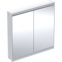 GEBERIT ONE zrkadlová skrinka vstavaná 90x90x15 cm, osvetlenie s reguláciou stmievania a teploty svetla, s vypínačom a el. zásuvkou, Bluetooth, hliník, biela