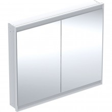 GEBERIT ONE zrkadlová skrinka vstavaná 105x90x15 cm, osvetlenie s reguláciou stmievania a teploty svetla, s vypínačom a el. zásuvkou, Bluetooth, hliník, biela